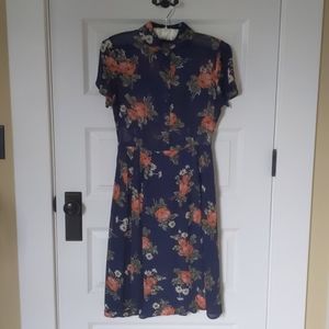 Reformation shirt dress navy floral